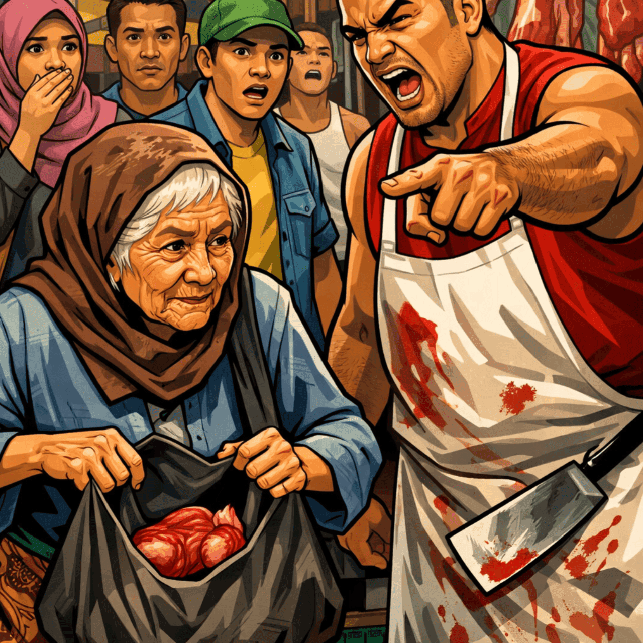 Viral! Nenek Diduga Mencuri Daging di Pasar, Sempat Jadi Sasaran Amukan Pedagang
